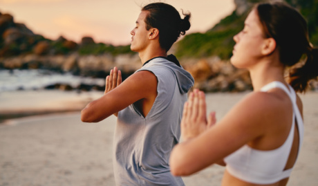 Couple Prayer Hands And Yoga Meditation At Beach 2023 01 31 23 34 29 Utc